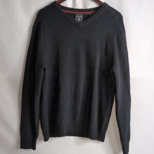 Hudson North Men's Black Lambswool Pullover V-Neck Sweater, Medium